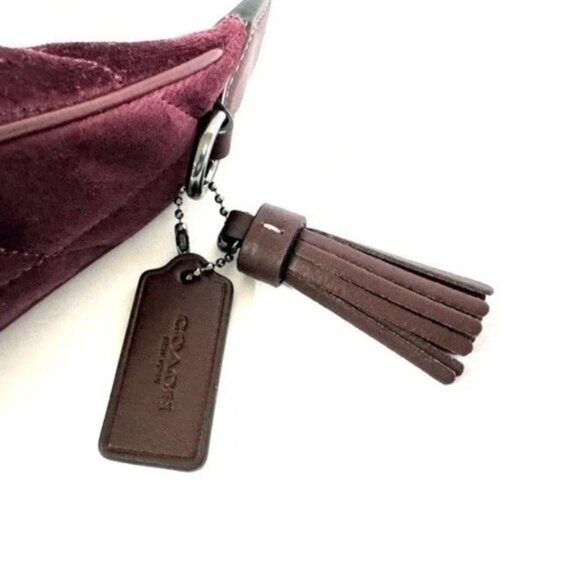 Coach Carmen Mini Velvet Quilted Crossbody Bag Burgundy + Dust Bag NWT $350❤️ - Picture 3 of 8